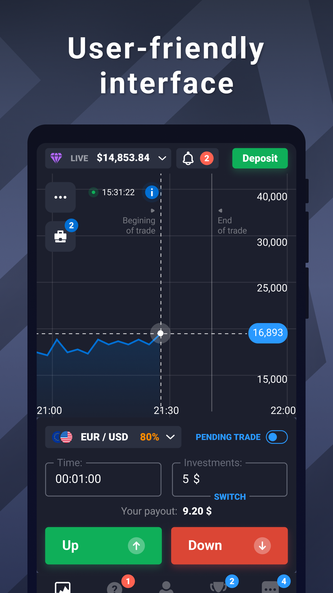 App Mobile Quotex - Interface de trading em smartphone